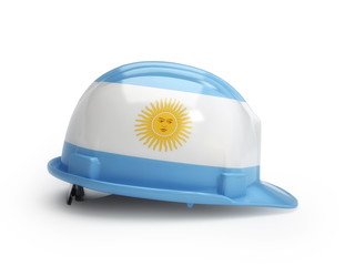 Argentinean flag on construction helmet