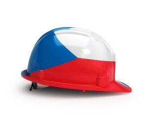 Czechian flag on construction helmet