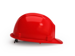 Red construction helmet