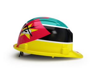 Fototapeta premium Mozambican flag on construction helmet