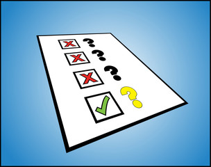 list of question marks with the right and wrong tick box