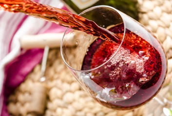 Red wine pouring