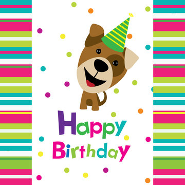 Vector birthday card with a dog