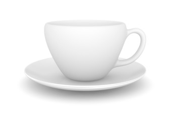 Coffee cup on white.