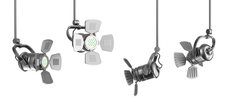 Set of spotlights on white
