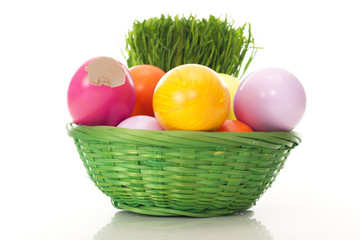 Easter eggs in a basket