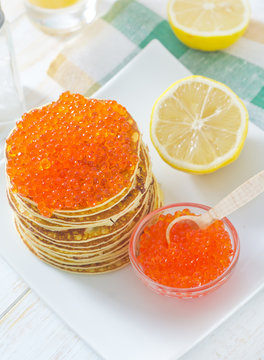 pancakes with caviar