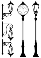vintage lanterns and clock