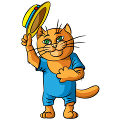 Hilarious cat in a straw hat.
