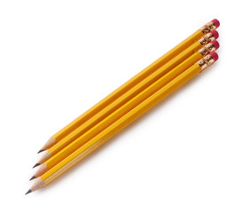 Obraz premium Yellow pencils isolated on a white background