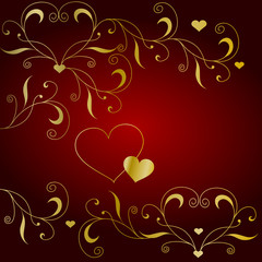 Edler Liebesgru&szlig; mit Ornament in Gold und Rot