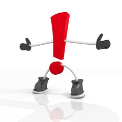 3d character with red ! Symbol