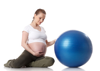 Sports pregnant young woman. Fitness.