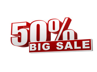 50 percentages big sale red white banner - letters and block