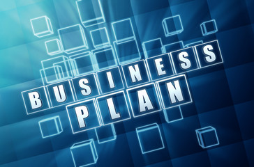 business plan in blue glass blocks