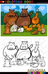 Poster Bricolage dessin animé d& 39 animaux sauvages de la forêt pour cahier de coloriage