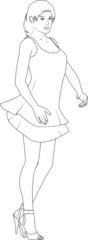 Sketch of girl on heels on wind