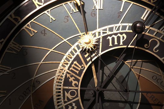 Old astronomical clock in Prague, Czech Republic