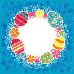 Easter frame with eggs and flowers