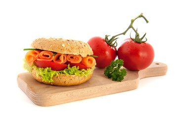 Fresh bagel with salmon