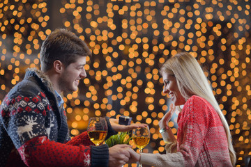 young man gives a gift to girl