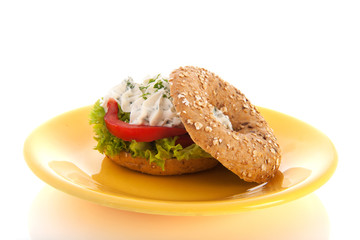 Bagel with cream cheese and herbs