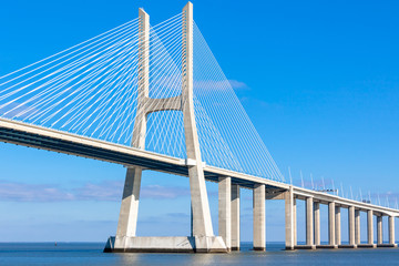 Modern bridge fragment: white against bright blue