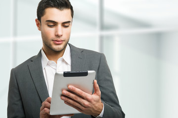 Man using his tablet computer