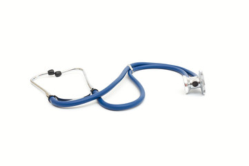 Blue stethoscope isolated on white background