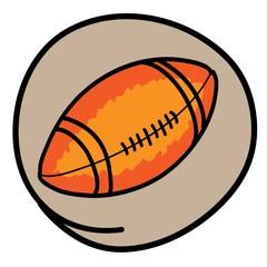An American Football on Green Round Background