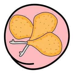 Three Fried Chicken on Round Pink Background