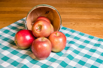 WIcker basket of Fuji apples