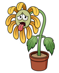 Fototapeta premium illustration of cartoon sunflower