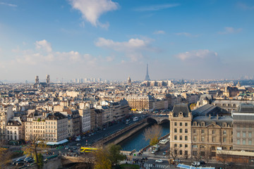 Fototapeta na wymiar Widok z Notre Dame w Paryżu