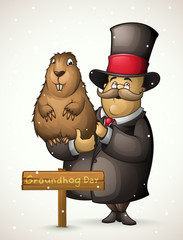 Marmot and man on Groundhog Day