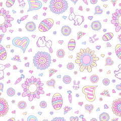 Cute Springtime Easter Seamless Pattern
