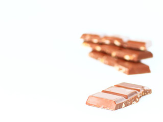 chocolate bars isolated on white background