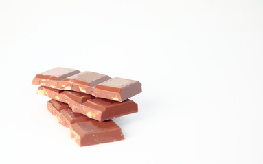 chocolate bars isolated on white background