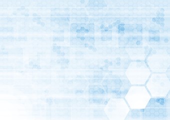 Abstract tech background with squares and hexagons