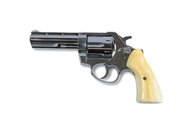 A revolver isolated on a white background.
