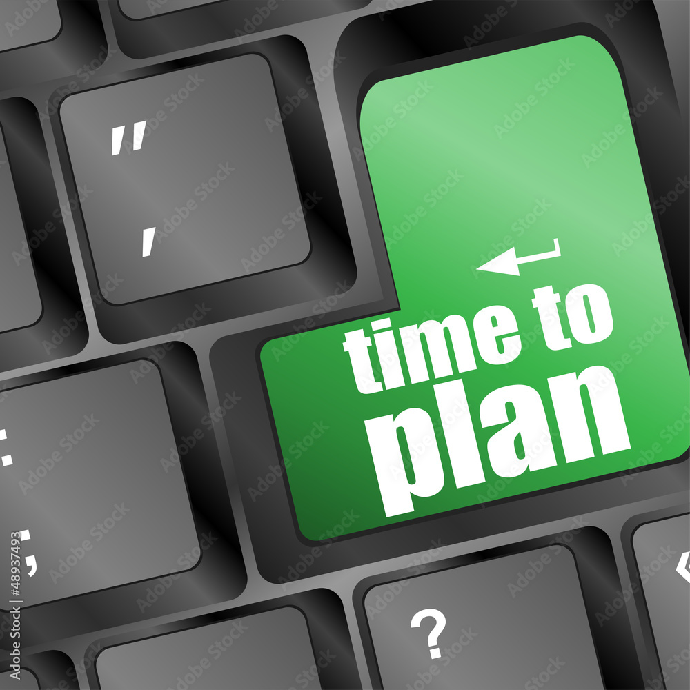 Fototapete future time to plan concept with key on computer keyboard