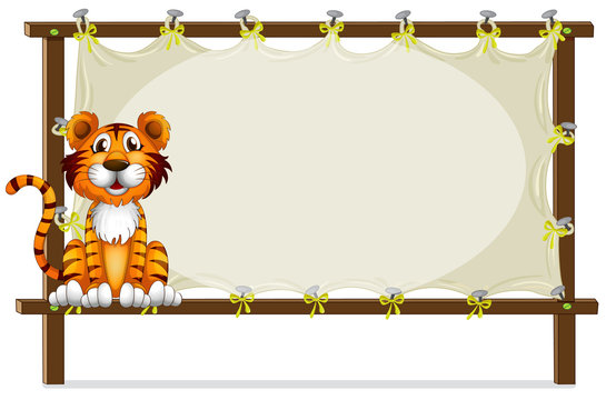 A tiger inside a frame