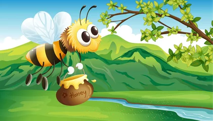 Raamstickers Een bij die honing brengt © GraphicsRF