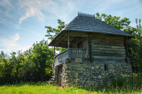 Traditional rustic house in a Romanian village museum