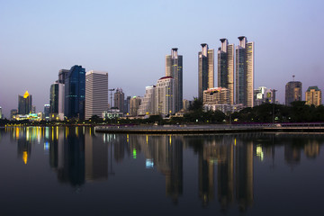 Fototapeta na wymiar cityscape and towers with twilight