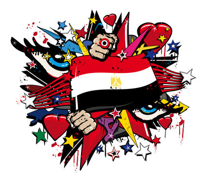 Drapeau Égypte graffiti révolution égyptienne illustration