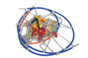 snow chains for cars, isolated on white