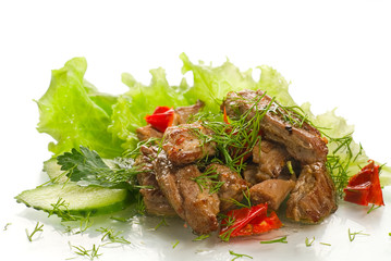 Grilled meat and vegetables
