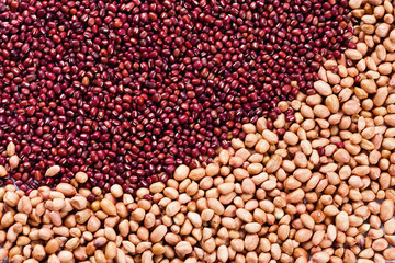 A shot of mixed up beans and peanuts.