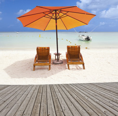 terrasse de promenade sur plage, &icirc;le Maurice